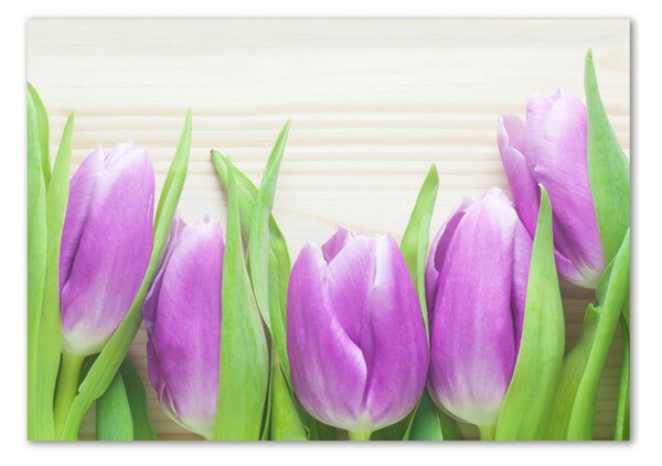Egyedi üvegkép Lila tulipánok