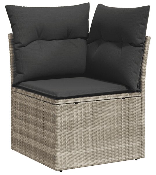 7 részes világosszürke polyrattan kerti ülőgarnitúra párnákkal