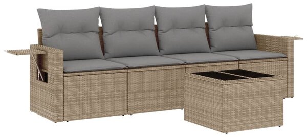 5 részes bézs polyrattan kerti ülőgarnitúra párnákkal