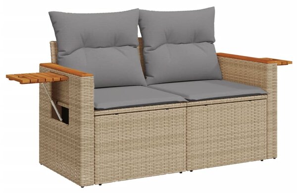 7 részes bézs polyrattan kerti ülőgarnitúra párnákkal