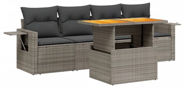 5 részes bézs polyrattan kerti ülőgarnitúra párnákkal
