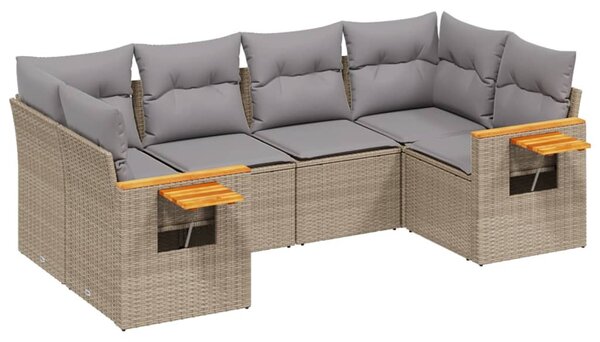 6 részes bézs polyrattan kerti ülőgarnitúra párnával