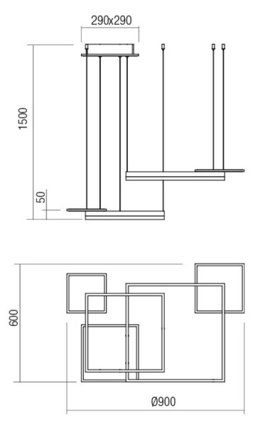 Modern LED csillár SIGUA , szögletes, fehér, 110W