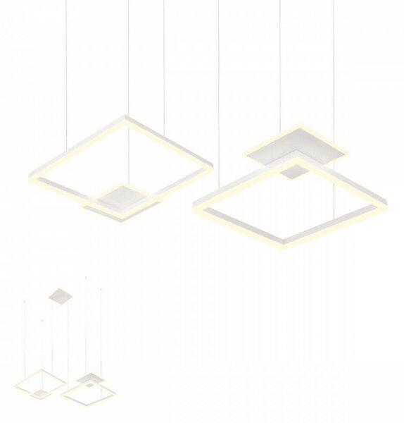 Modern LED csillár SIGUA , szögletes, matt fehér, 137W