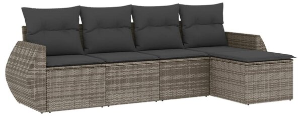 5 részes szürke polyrattan kerti ülőgarnitúra párnákkal