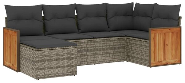 6 részes szürke polyrattan kerti ülőgarnitúra párnákkal