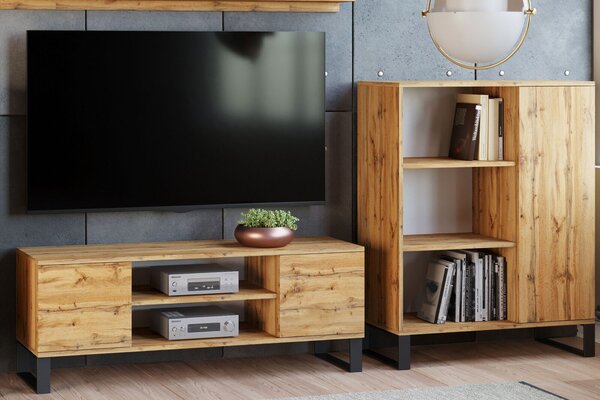 Focus RTV szekrény 135 cm - loft tölgyfa kézműves