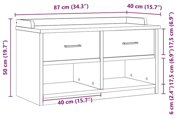 VidaXL SANDNES tömör fenyőfa előszobapad 87x40x50 cm