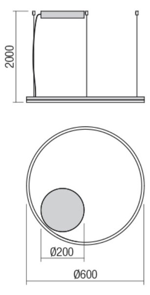 ORBIT LED csillár, fekete, 60 cm, TRIAC