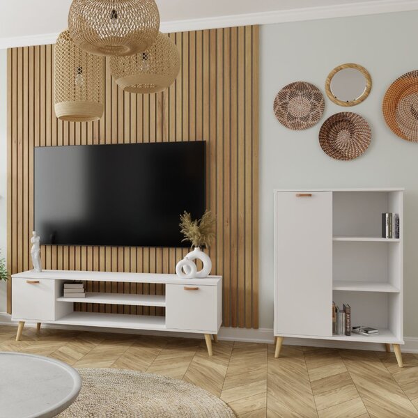 Focus Skandináv stílusú TV szekrény 155cm, Fehér