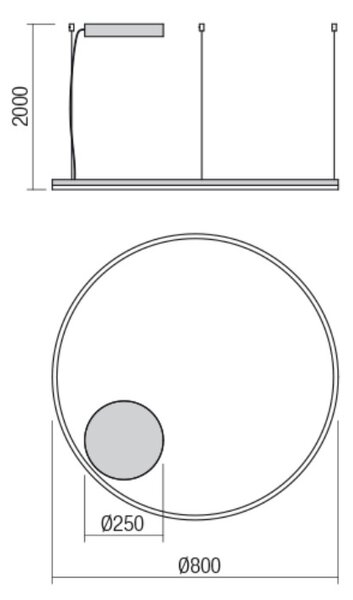 ORBIT LED függőlámpa, bronz színű, ?80cm, dimmerelhető