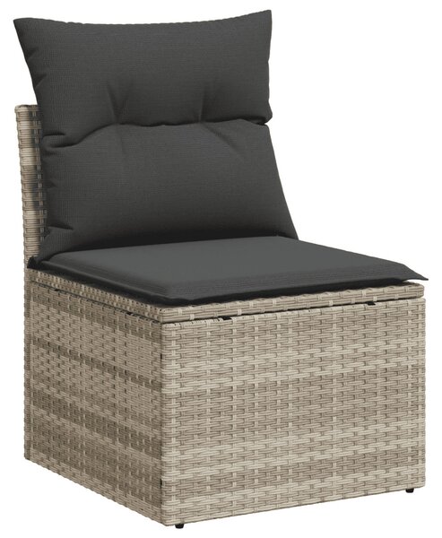 7 részes világosszürke polyrattan kerti ülőgarnitúra párnákkal
