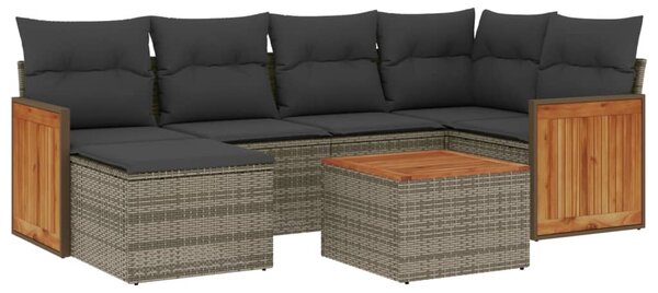 7 részes szürke polyrattan kerti ülőgarnitúra párnákkal