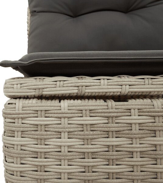 7 részes világosszürke polyrattan kerti ülőgarnitúra párnákkal