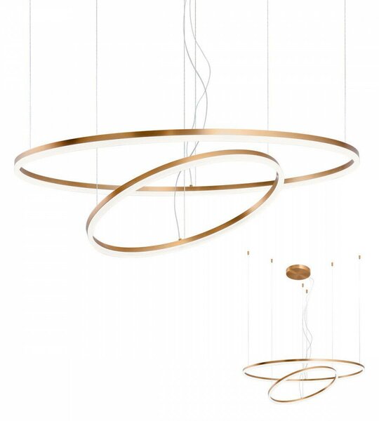 ORBIT minimál LED csillár, 100+ 60 cm, bronz, TRIAC