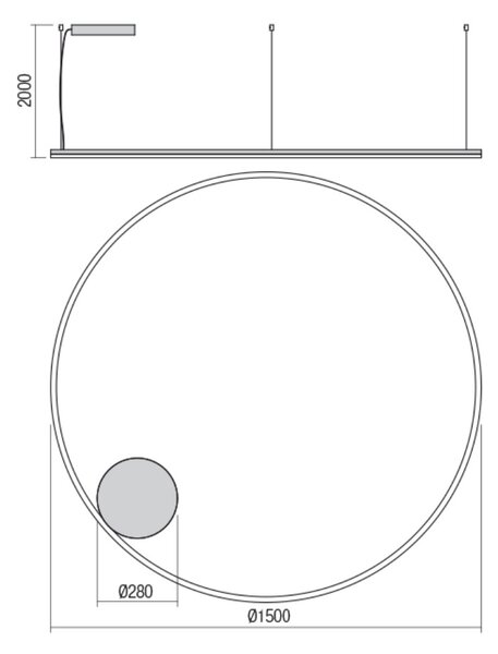 ORBIT LED függőlámpa, ?150cm, bronz színű, dimmelhető