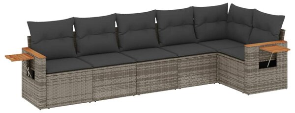 6 részes szürke polyrattan kerti ülőgarnitúra párnákkal
