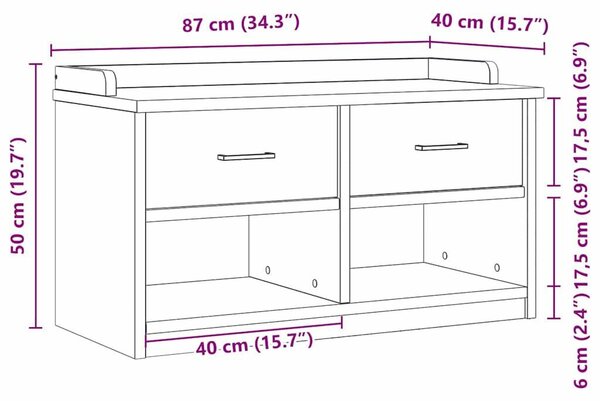 VidaXL SANDNES fehér tömör fenyőfa előszobapad 87x40x50 cm