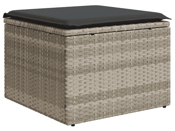 5 részes világosszürke polyrattan kerti ülőgarnitúra párnákkal