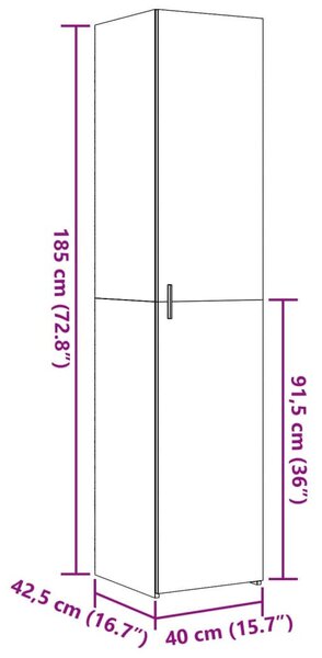 VidaXL betonszürke szerelt fa magasszekrény 40x42,5x185 cm