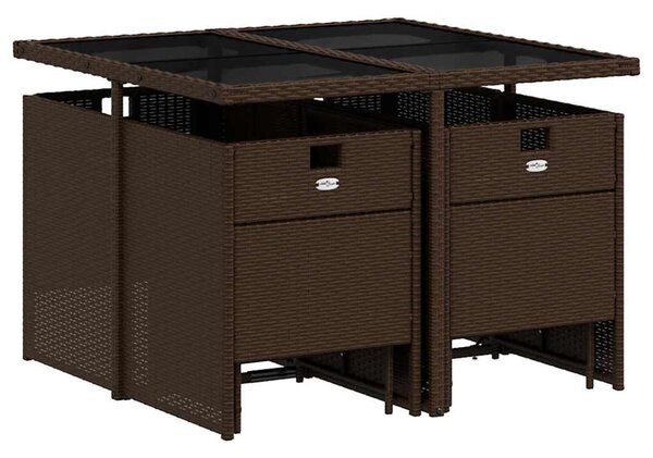 9 részes barna polyrattan kerti étkezőgarnitúra párnákkal
