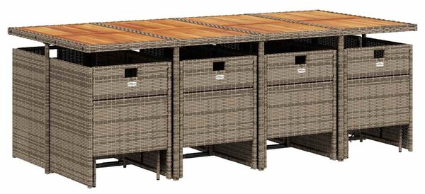13 részes szürke polyrattan kerti ülőgarnitúra párnákkal