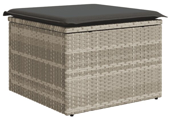 7 részes világosszürke polyrattan kerti ülőgarnitúra párnákkal