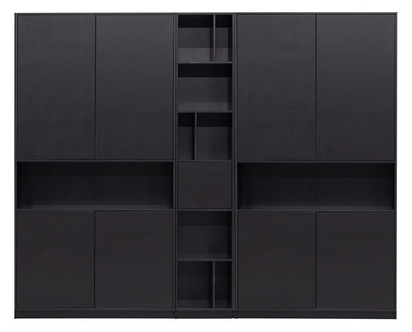 Fekete borovi fenyő moduláris könyvespolc 260x210 cm Finca – WOOOD