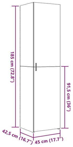 VidaXL betonszürke szerelt fa magasszekrény 45 x 42,5 x 185 cm