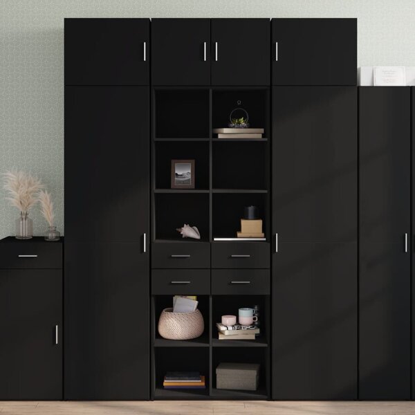 VidaXL fekete szerelt fa magasszekrény 70 x 42,5 x 185 cm