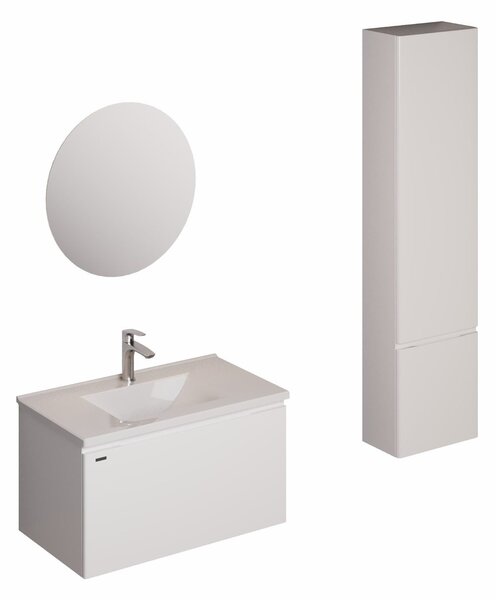 Fürdőszobagarnitúra mosdóval, mosogató csapteleppel, kifolyóval és szifonnal Naturel Ancona fehér KSETANCONA18