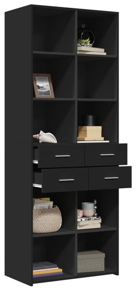 VidaXL fekete szerelt fa magasszekrény 70 x 42,5 x 185 cm