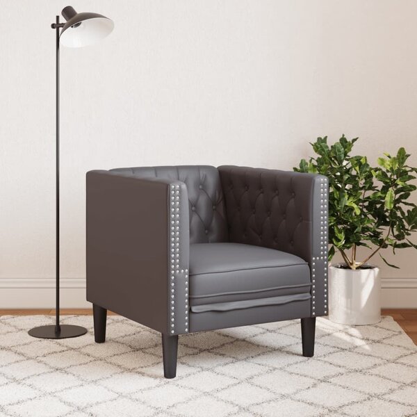 VidaXL szürke műbőr Chesterfield kanapéfotel
