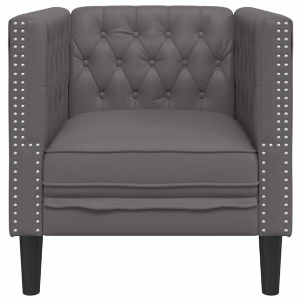 VidaXL szürke műbőr Chesterfield kanapéfotel