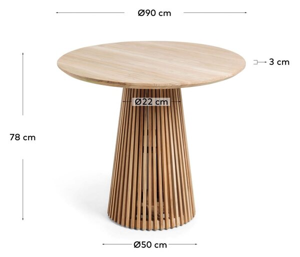 Natúr színű teakfa kerek étkezőasztal ø 90 cm Jeanette – Kave Home