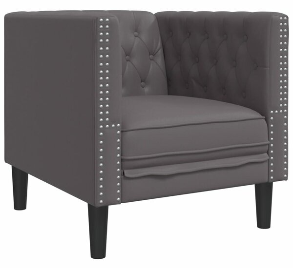 VidaXL szürke műbőr Chesterfield kanapéfotel