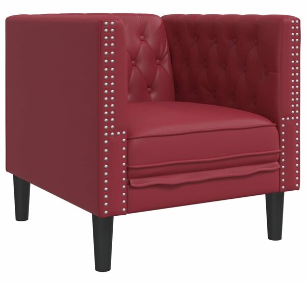 VidaXL bordó műbőr Chesterfield kanapéfotel