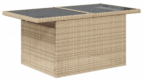 10 részes bézs polyrattan kerti ülőgarnitúra párnával