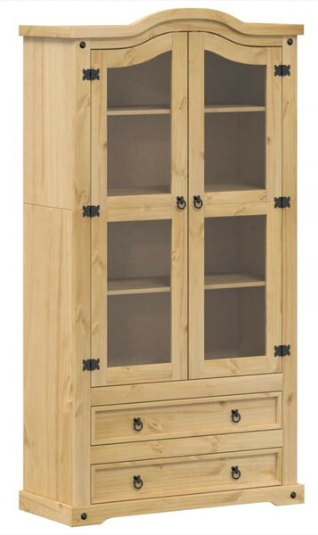VidaXL Corona tömör fenyőfa vitrinszekrény 99x43x187 cm