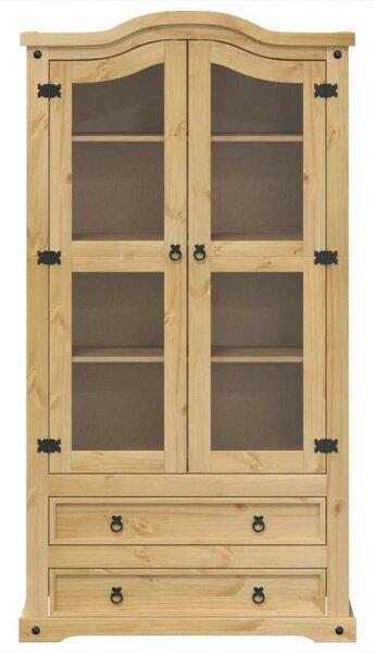 VidaXL Corona tömör fenyőfa vitrinszekrény 99x43x187 cm