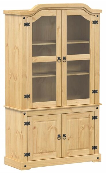 VidaXL Corona tömör fenyőfa vitrinszekrény 103,5 x 42 x 180 cm
