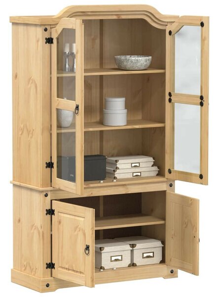 VidaXL Corona tömör fenyőfa vitrinszekrény 103,5 x 42 x 180 cm