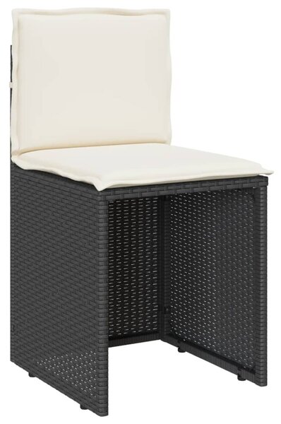 3 részes fekete polyrattan bisztrógarnitúra párnával