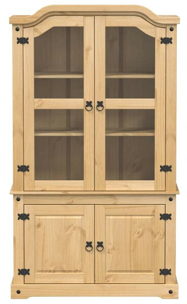 VidaXL Corona tömör fenyőfa vitrinszekrény 103,5 x 42 x 180 cm