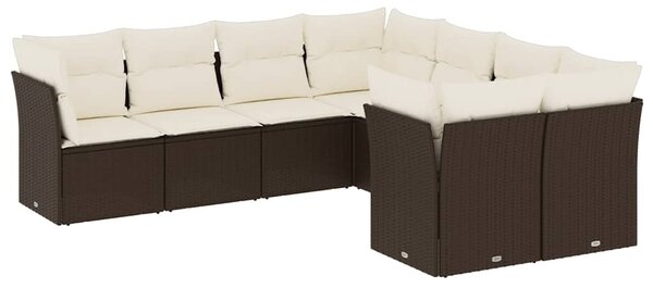 8 részes barna polyrattan kerti ülőgarnitúra párnákkal