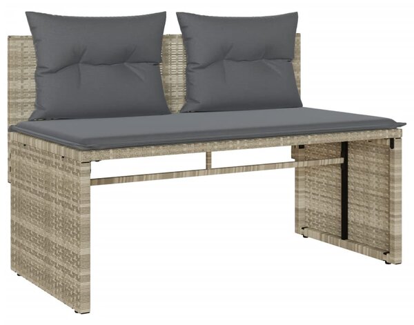 4 részes világosszürke polyrattan kerti ülőgarnitúra párnákkal