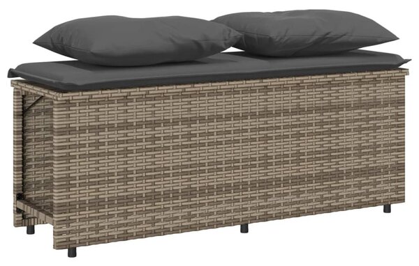 3 részes szürke polyrattan kerti étkezőgarnitúra párnával