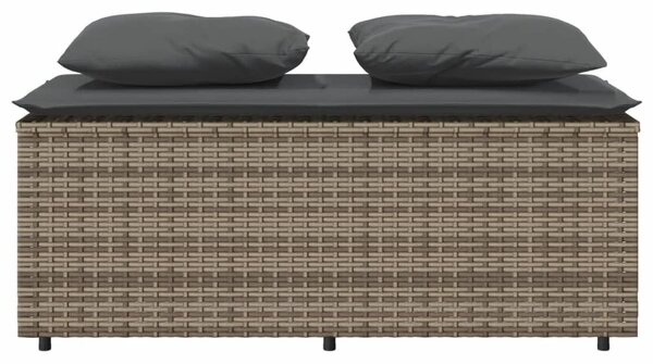 3 részes szürke polyrattan kerti étkezőgarnitúra párnával