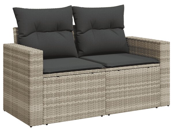 9 részes világosszürke polyrattan kerti ülőgarnitúra párnával