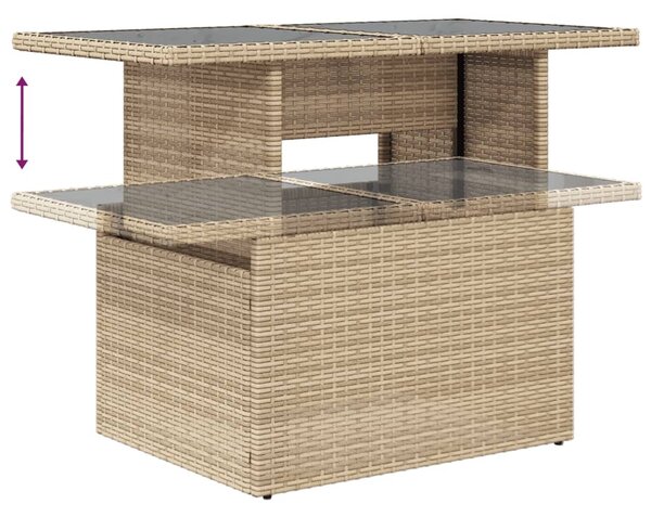 7 részes bézs polyrattan kerti ülőgarnitúra párnákkal